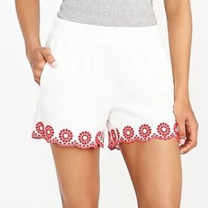 J .Crew white shorts with red eyelet detail